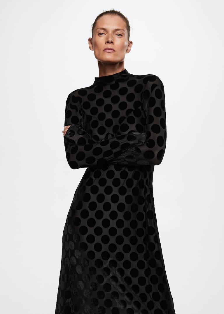 Polkadot turtleneck dress Woman Mango Macedonia