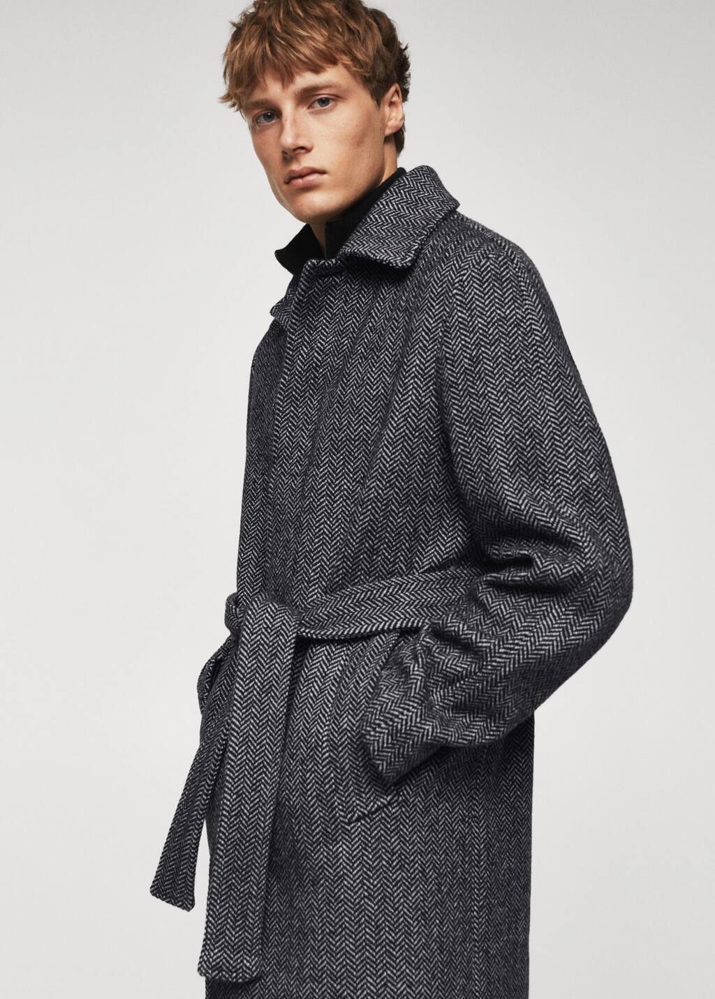 Mango Herringbone pattern wool coat 37087717 99