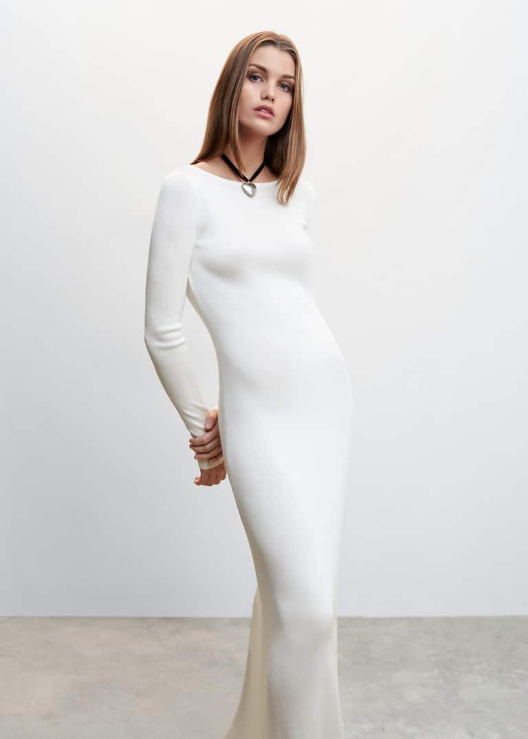 Open back knit dress Women Mango USA