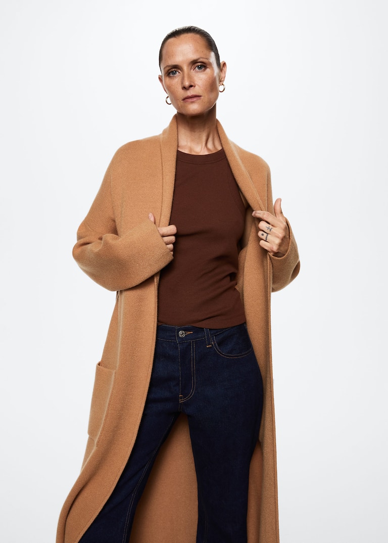 Oversized knitted coat with pockets Women Mango USA