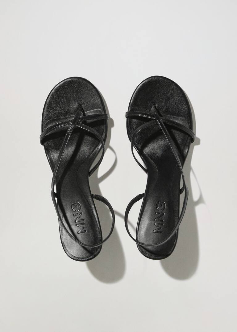 Straps heel leather sandals Women Mango USA