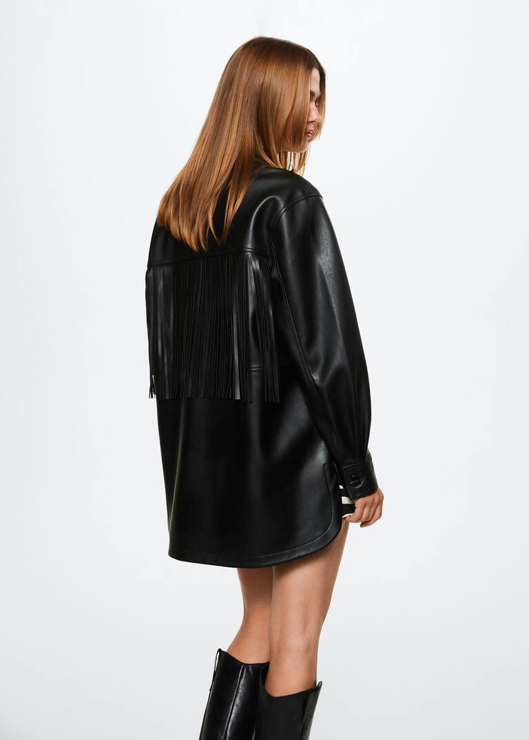 Leathereffect fringed jacket Women Mango USA