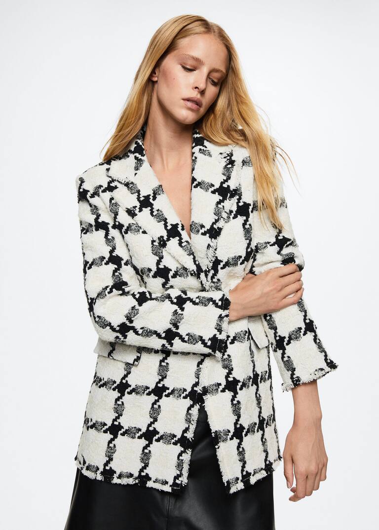 Checked tweed coat Women Mango USA