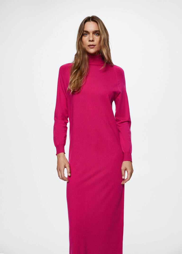 Knitted turtleneck dress Women Mango USA