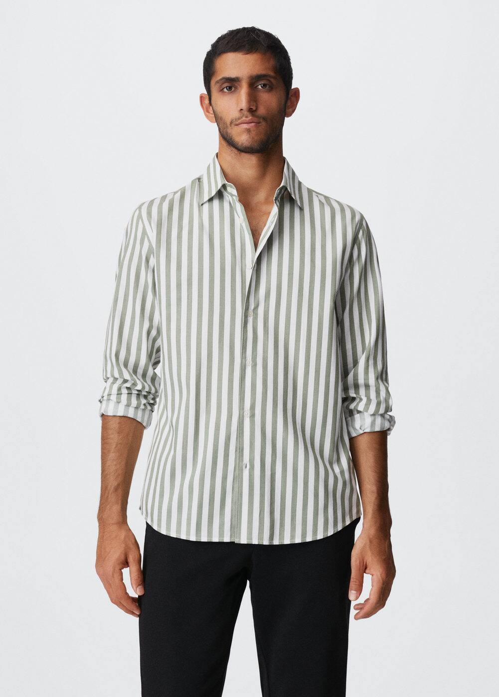 Striped cotton shirt Men Mango Man USA