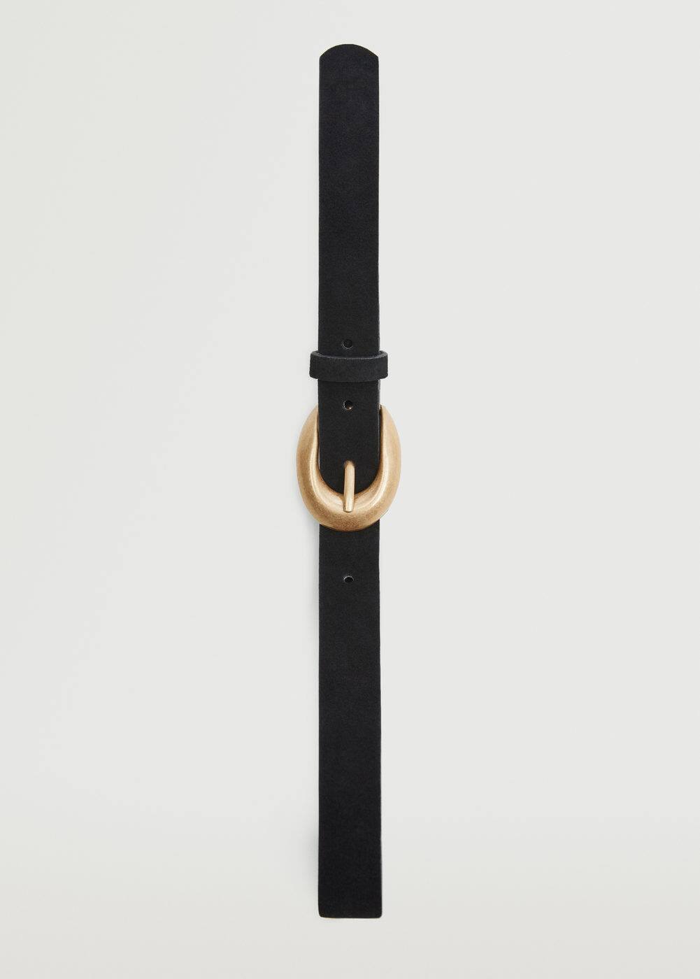 Rounded buckle leather belt Woman Mango Moldova