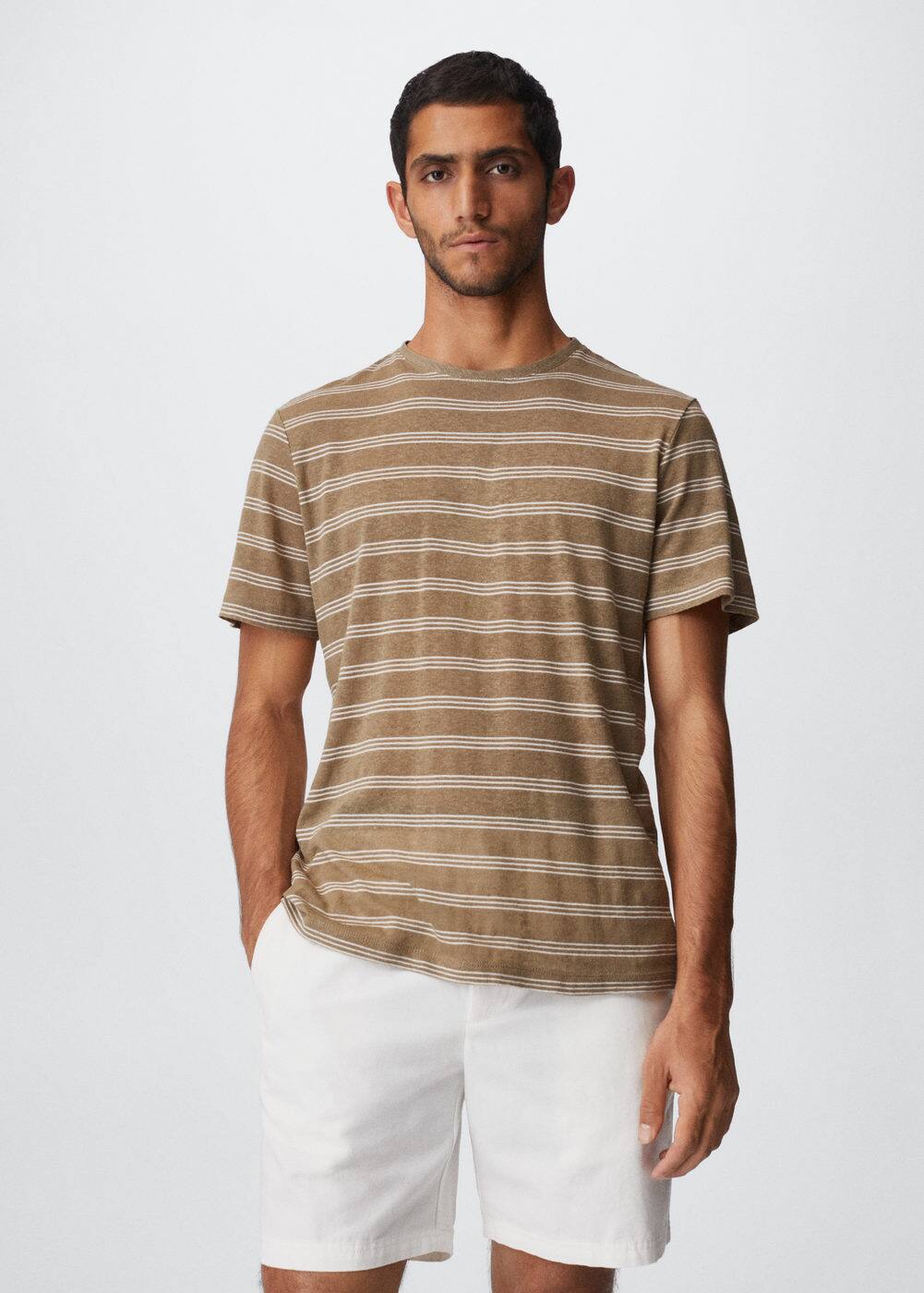 Striped linen tshirt Man MNG Man Australia
