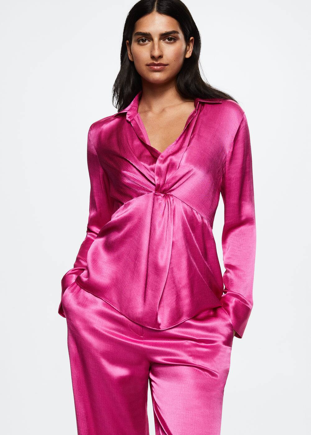 Buttons Satin Blouse Woman Mango Hungary buttons-satin-blouse-woman-mango-hungary