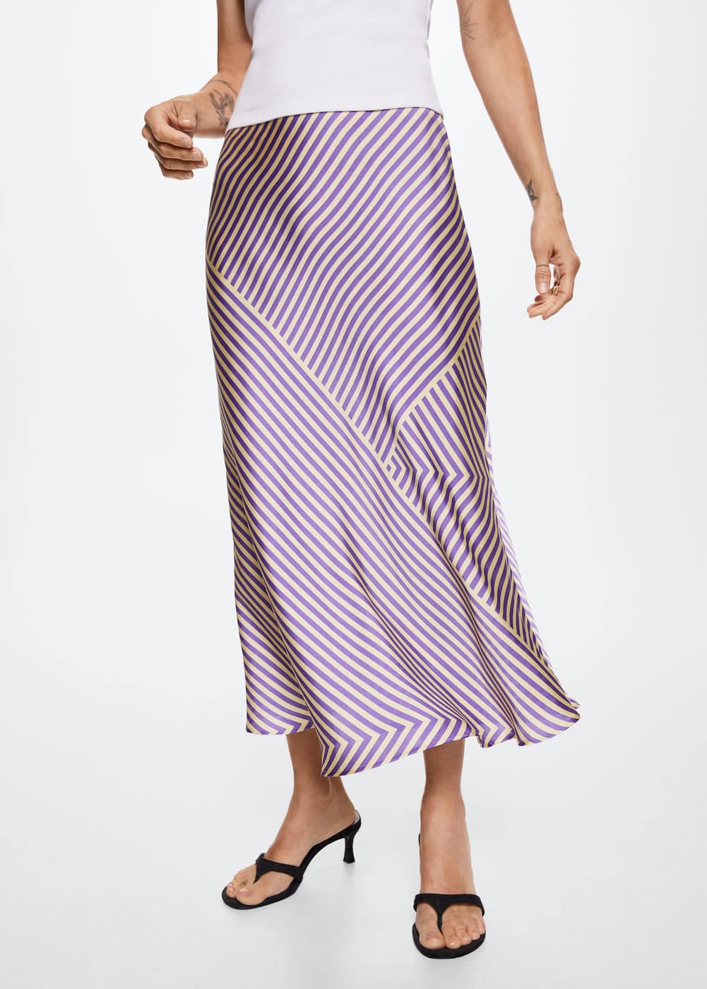 Printed satin skirt Woman Mango Canada