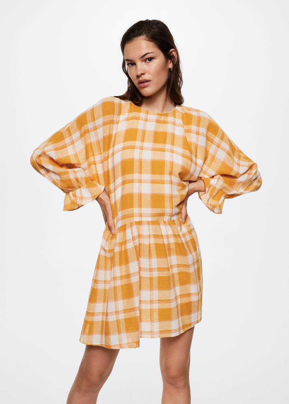 Checked cotton dress Women Mango USA