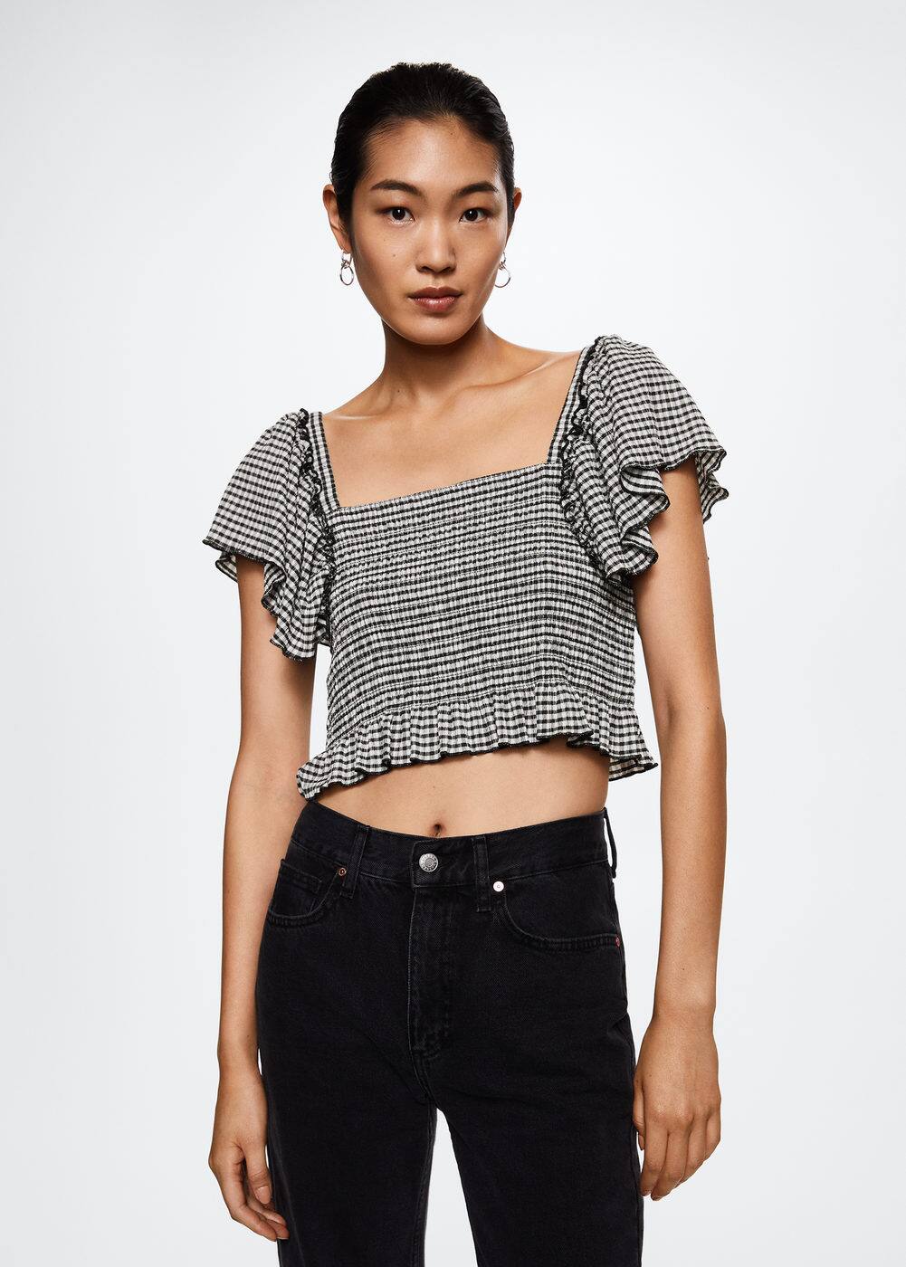 MANGO Gingham check top black Smart Closet MANGO Gingham check top black Smart Closet