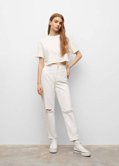 Jeans straight-fit strappi