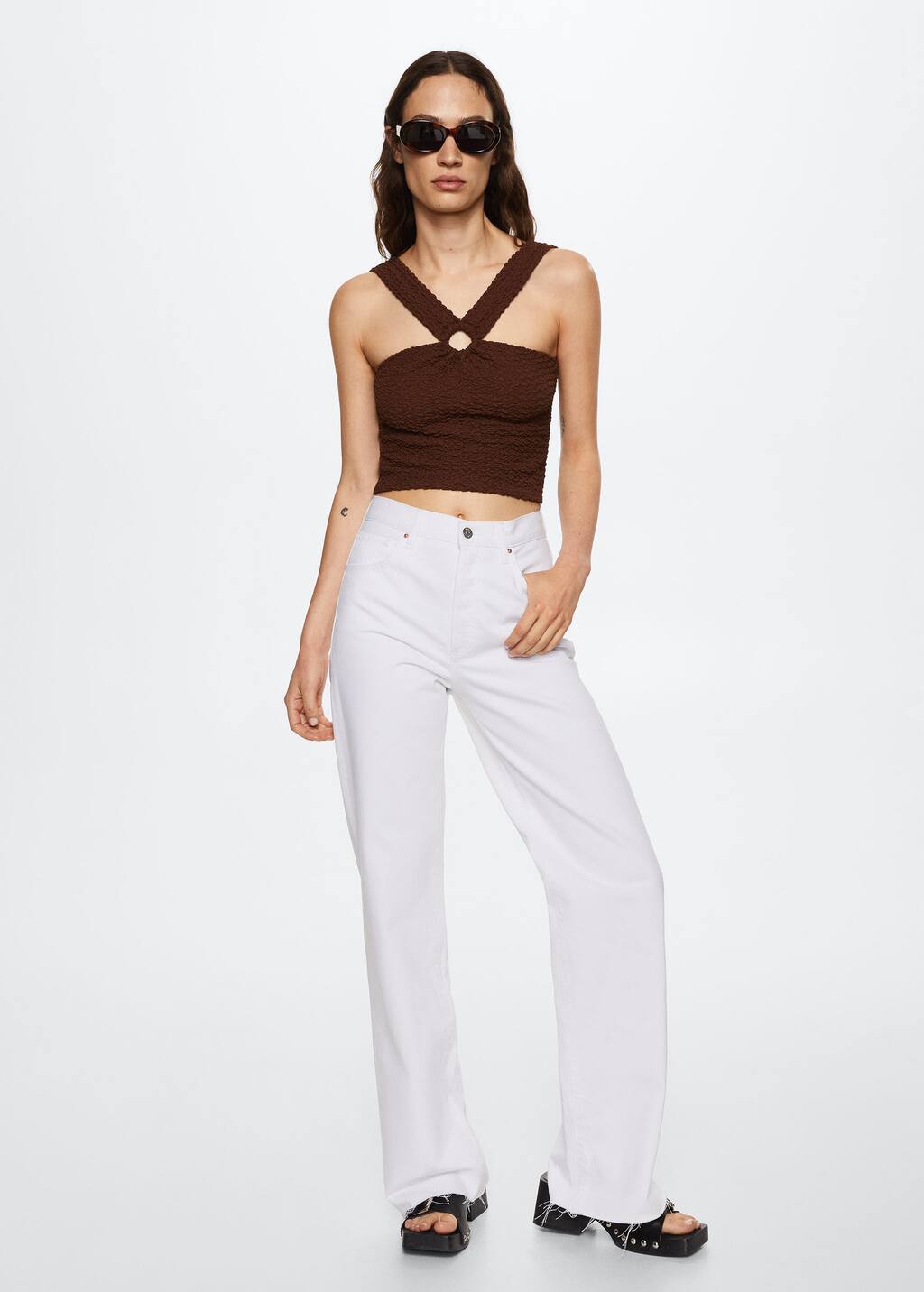 Textured crop top - Woman | Mango Cambodia