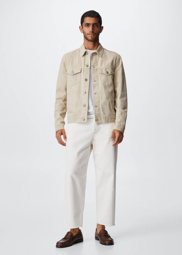 Beige denim jacket Man Mango Man Egypt