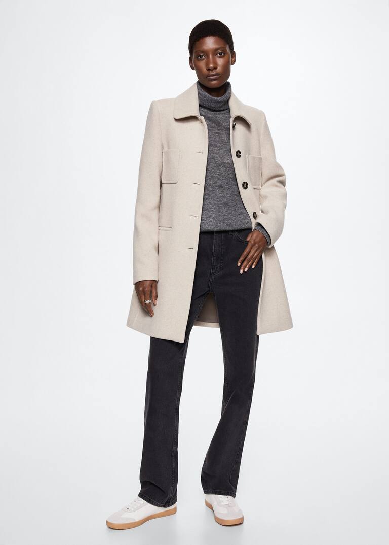 Buttoned wool coat Women Mango USA