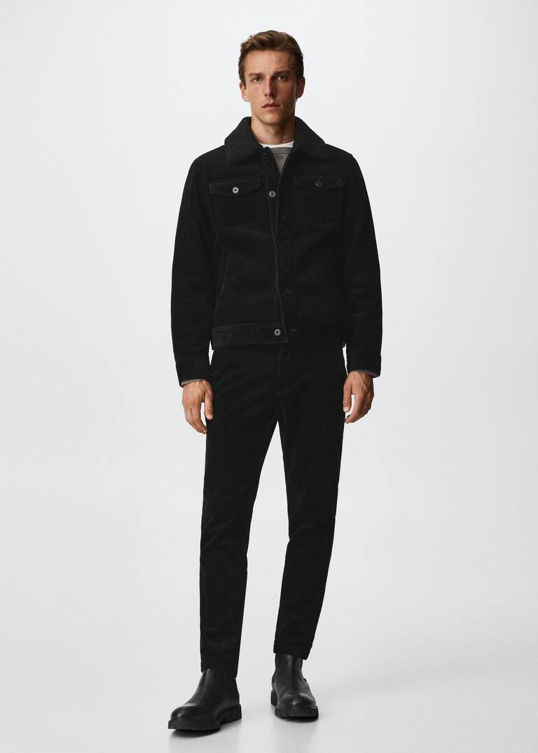 Faux shearling trim corduroy jacket Clearance