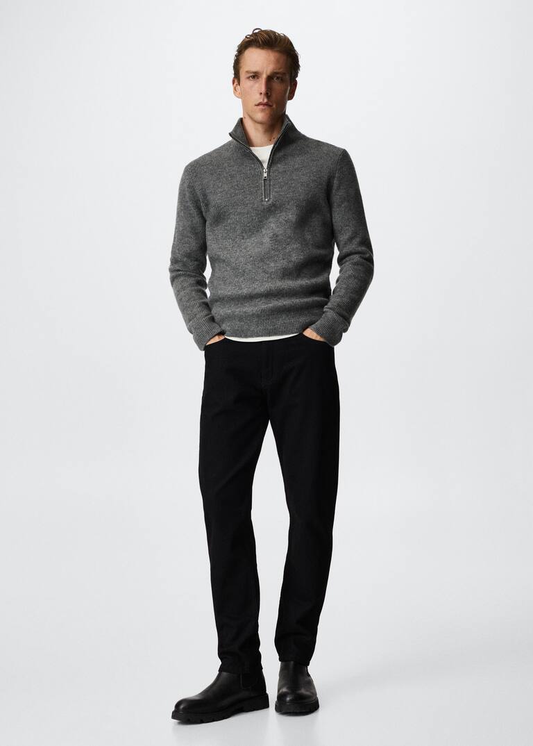 Zipped high collar sweater Men Mango Man USA