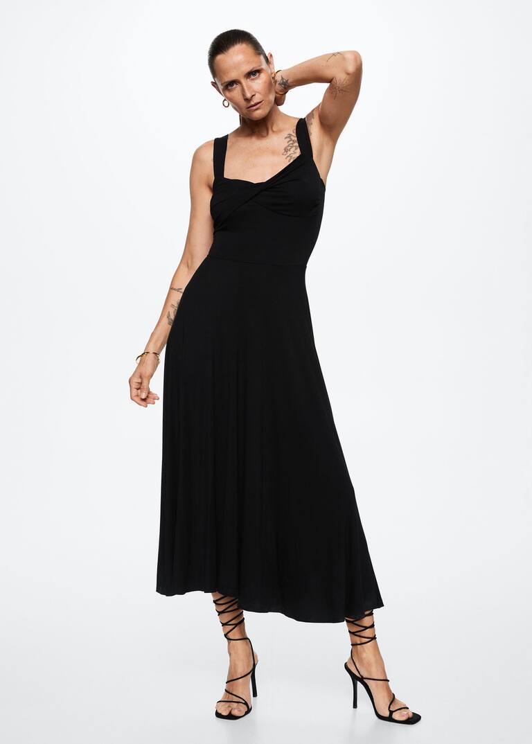 Draped neckline dress Woman Mango Serbia