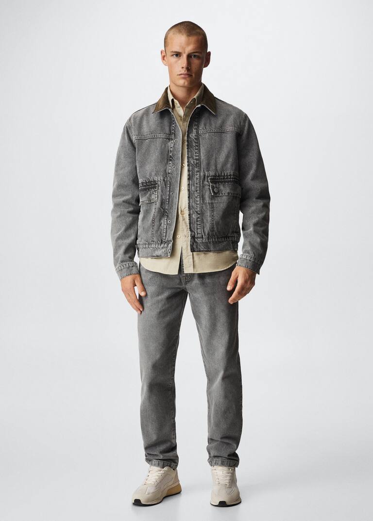 Denim jacket with corduroy collar Men Mango Man USA