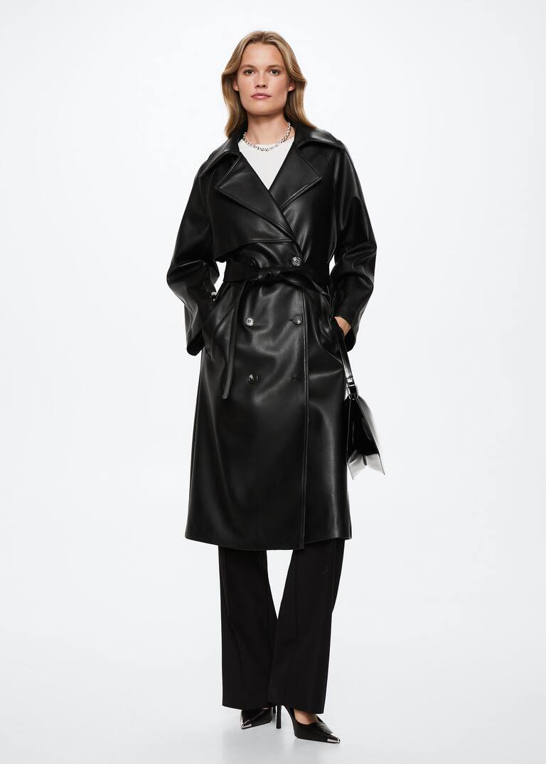 Oversize leathereffect trench coat Women Mango USA