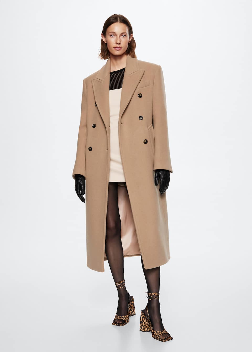 Double-breasted virgin wool coat - General plane