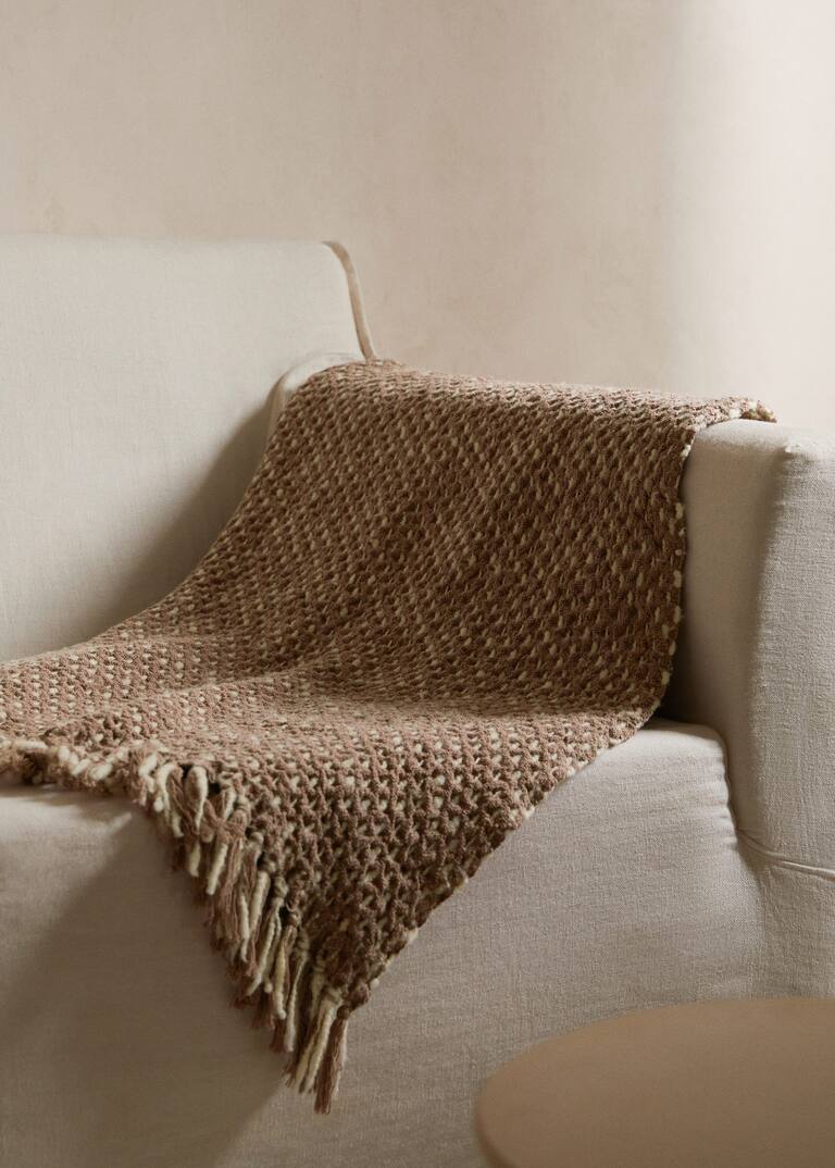 Blanket of wool mix fabric 180x130cm Home Mango Home United Kingdom