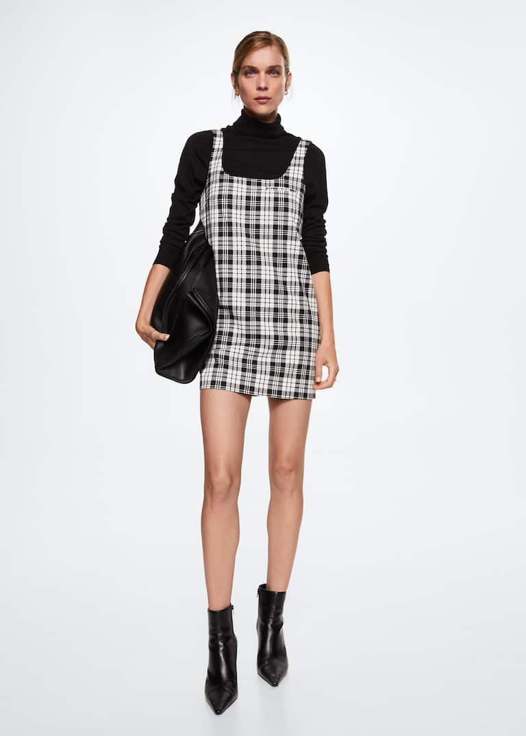 Checked pinafore dress Women Mango USA