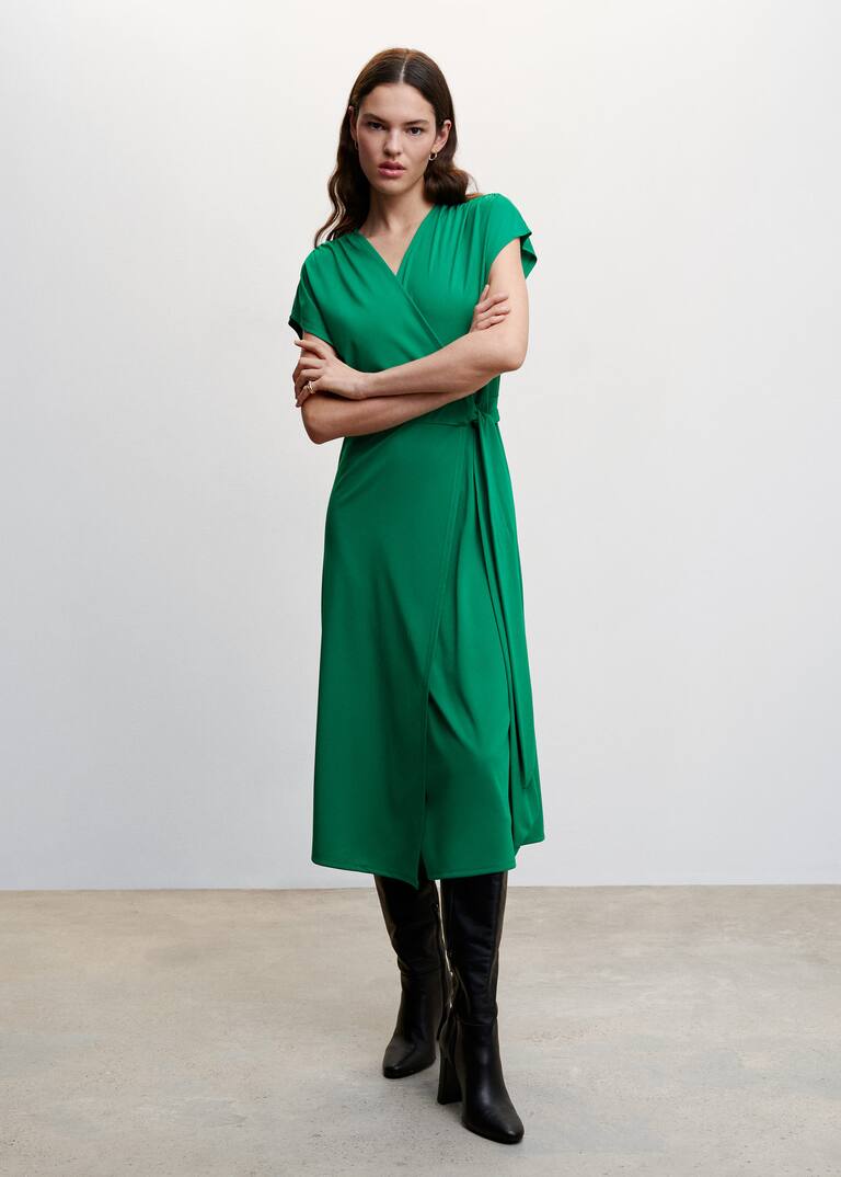 Bow wrap dress Women Mango USA