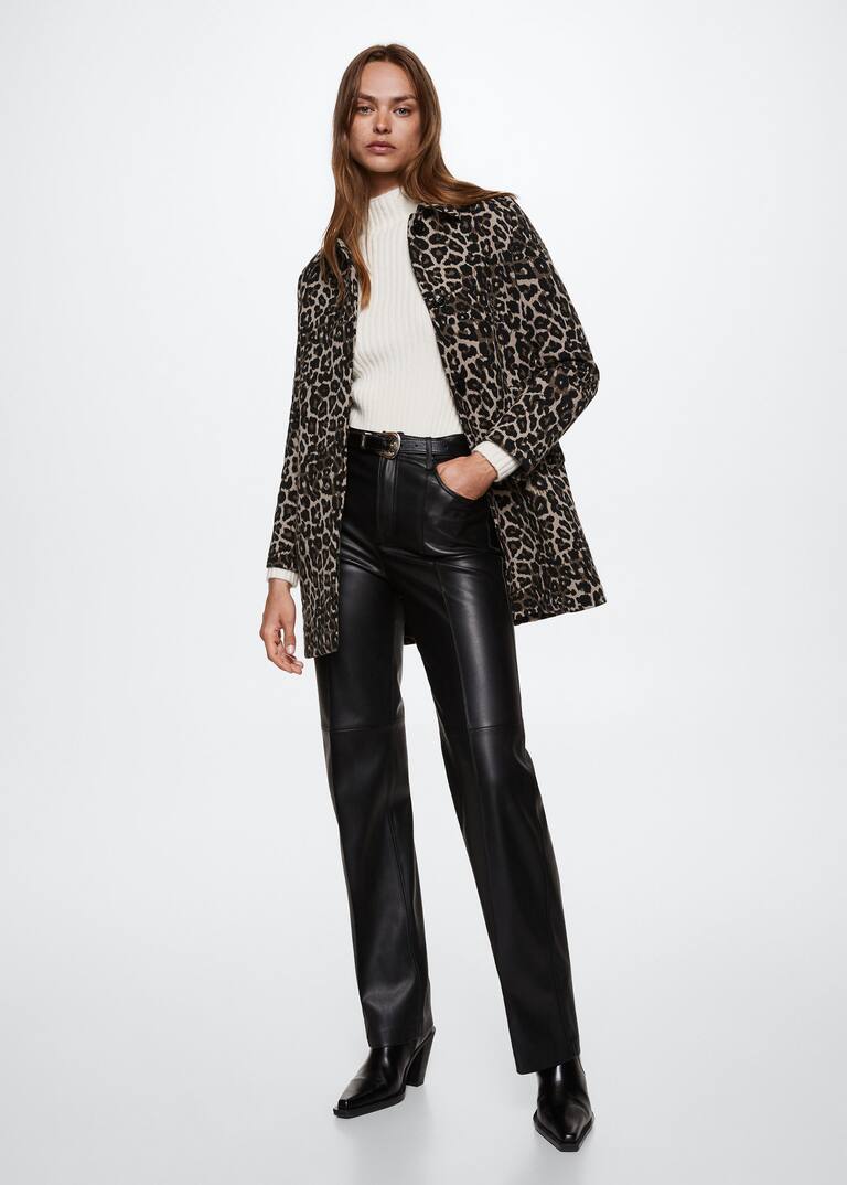 Animal print coat - Woman | Mango Greece