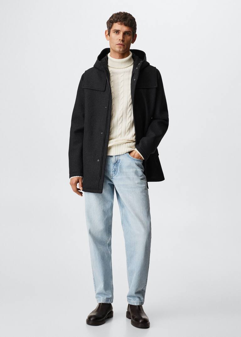 Hooded wool coat Men Mango Man United Kingdom