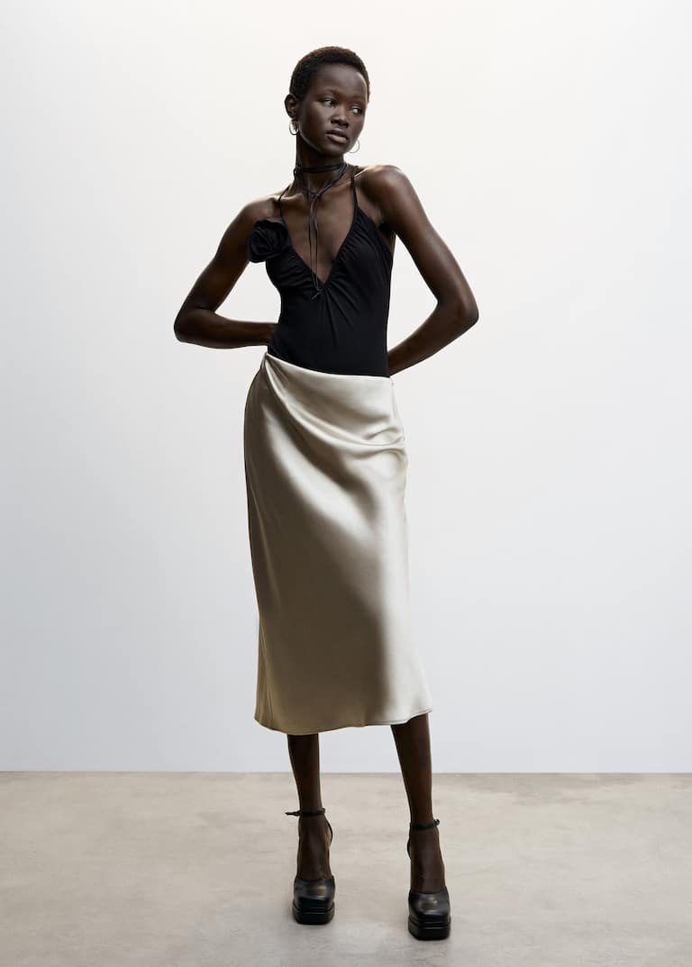 Midi satin skirt Women Mango USA