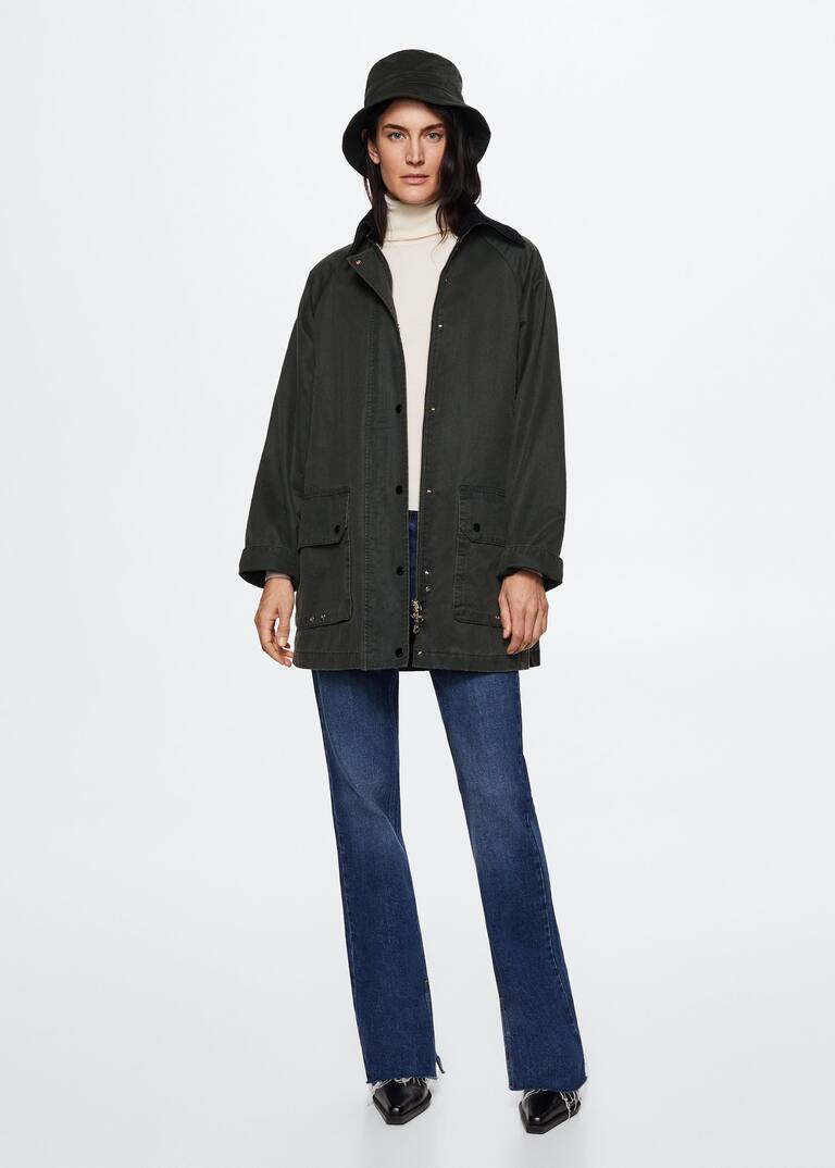 Waxedeffect parka Women Mango USA
