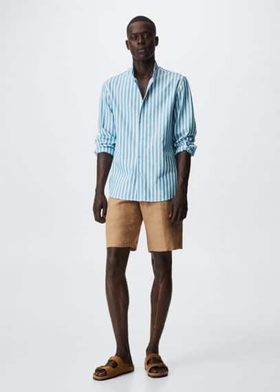 Camicia collo alla coreana righe