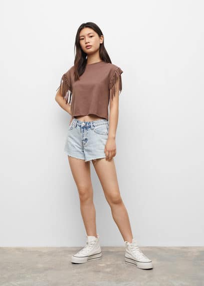 Maglietta cotone frange