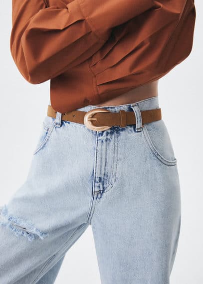 Cintura pelle fibbia tonda