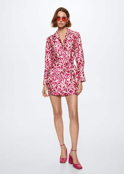 Mango Bedrukte satijnen jurk