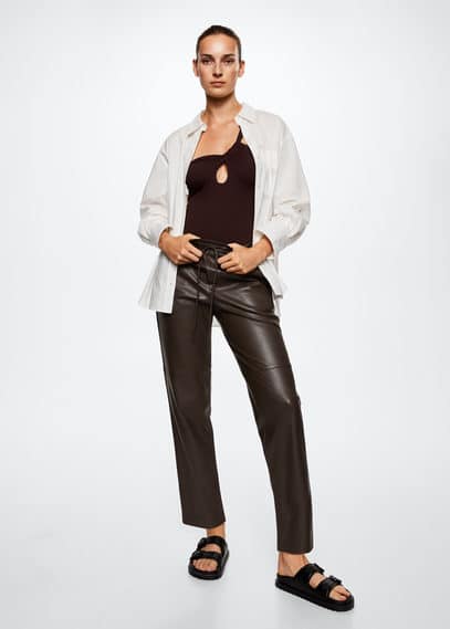 Pantaloni vita elasticizzata similpelle