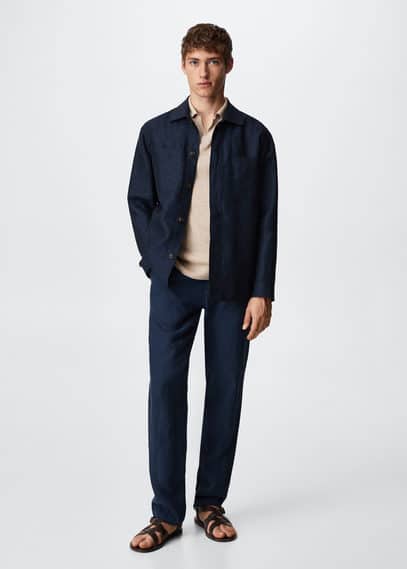 Sovracamicia 100% lino tasche