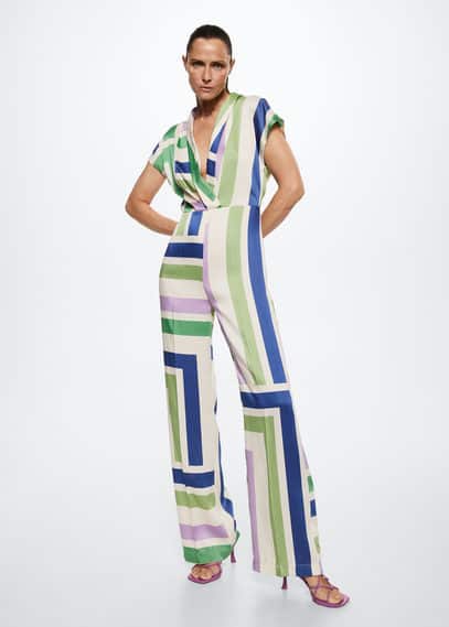 Abito a tuta satinato righe