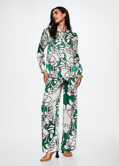 Pantaloni satinati stampa