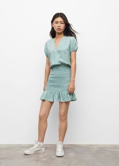 Abito fiori dettaglio increspato