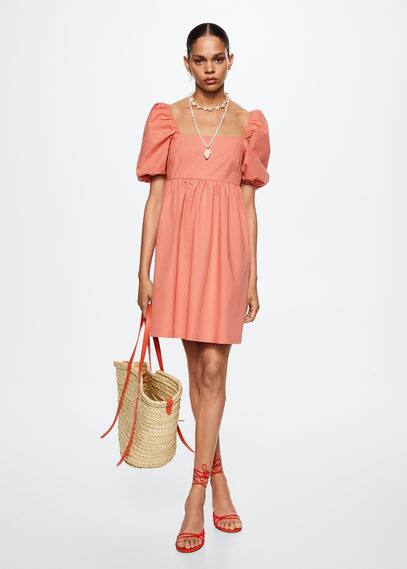 Abito cotone maniche a palloncino