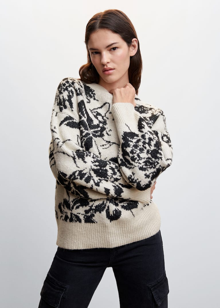 Flowers knit sweater Women Mango USA