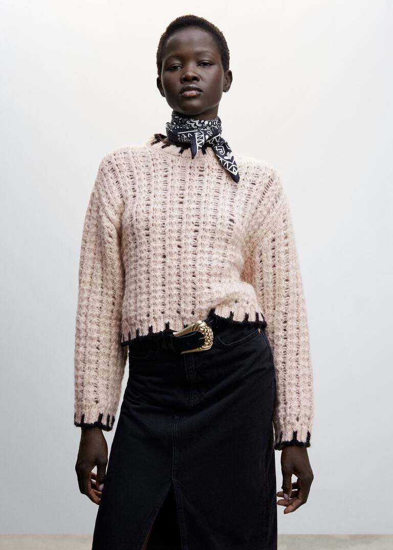 Jersey ribetes contraste Mujer Mango Colombia Jersey ribetes contraste Mujer Mango Colombia