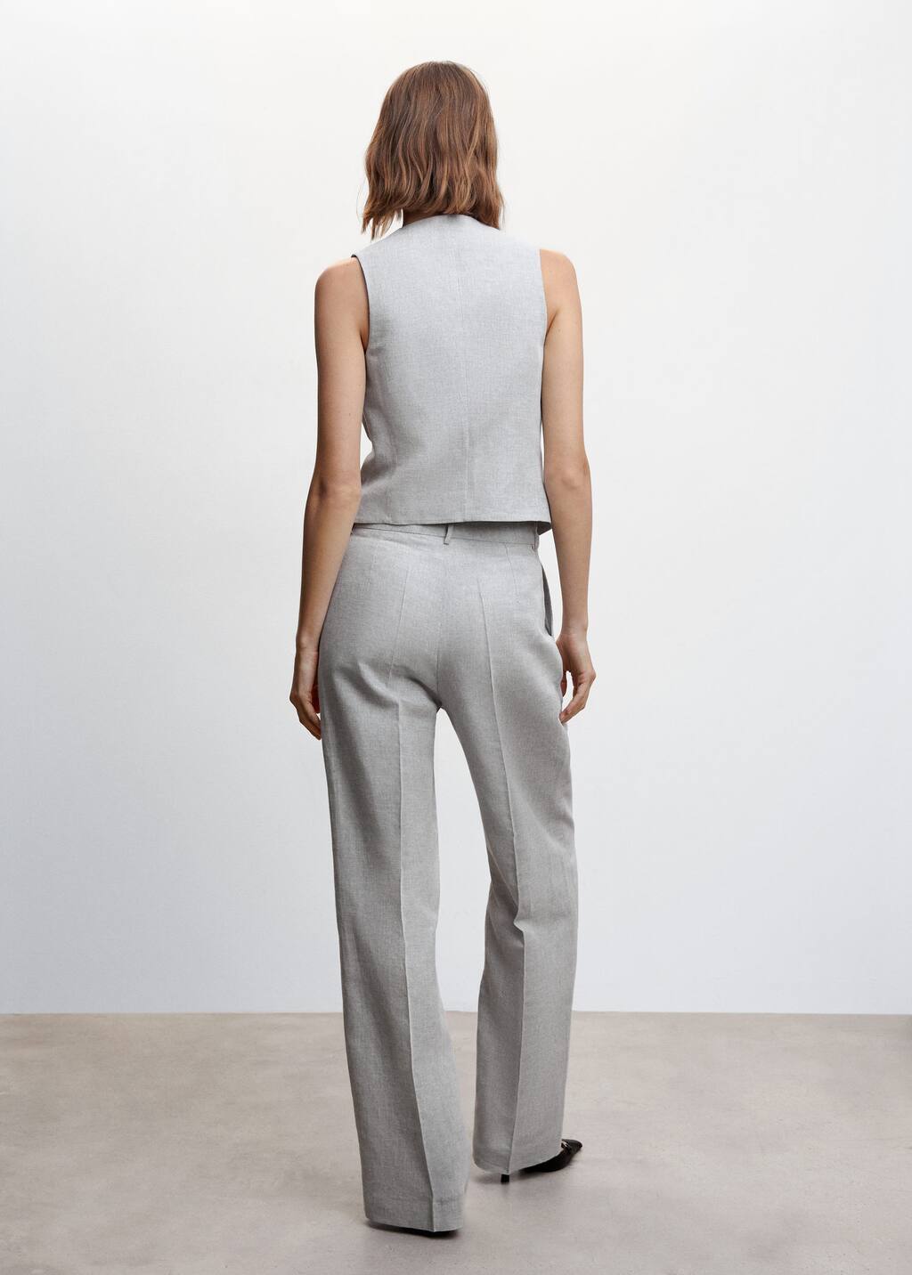 Mango Herringbone linen suit waistcoat 4700574592