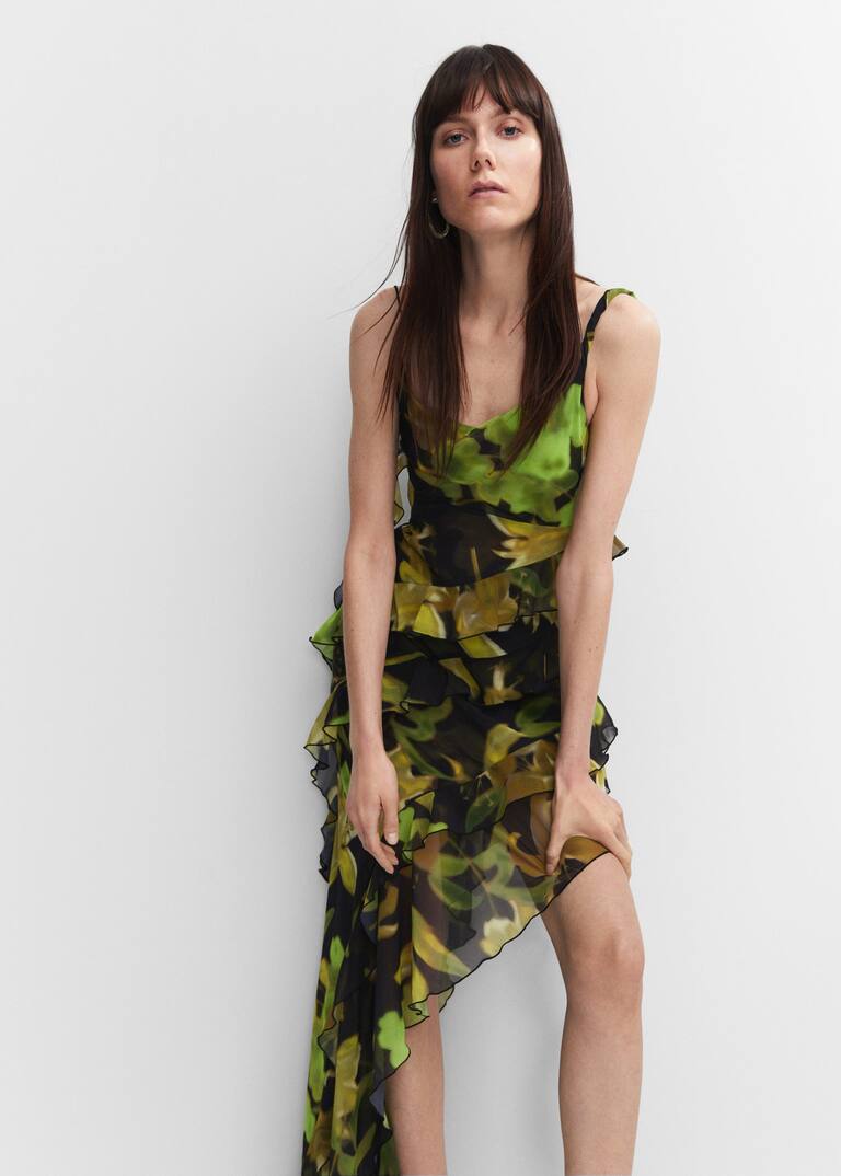 Asymmetric ruffled dress Woman Mango Thailand