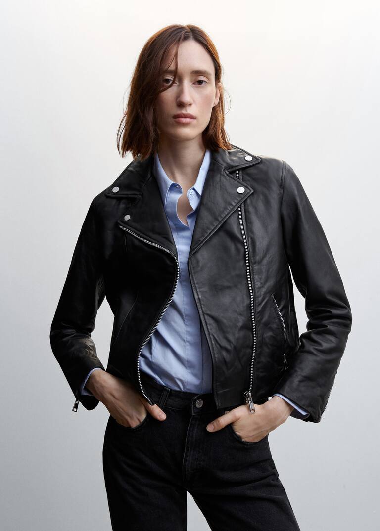 Leather biker jacket Woman Mango Singapore