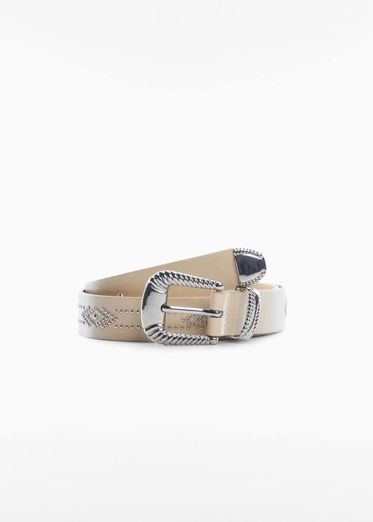 Embossed buckle belt Women Mango United Kingdom