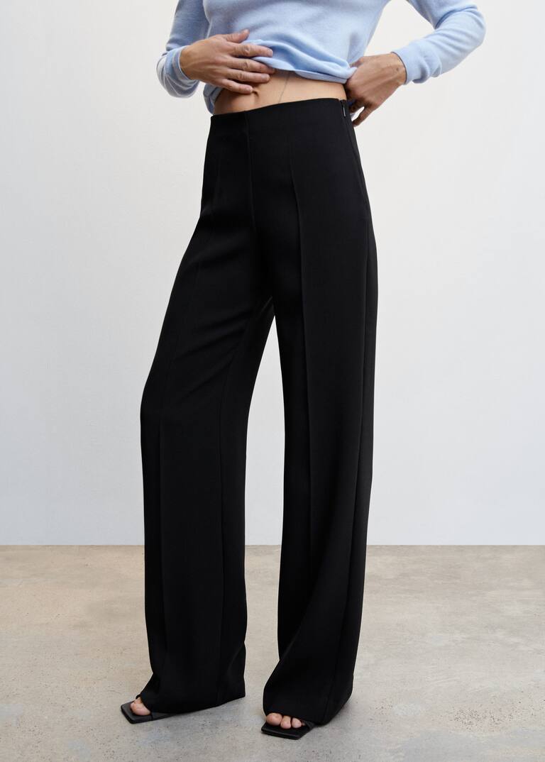 Arolina Wide Leg Palazzo Pants For Women Fringe Pants Men's Black