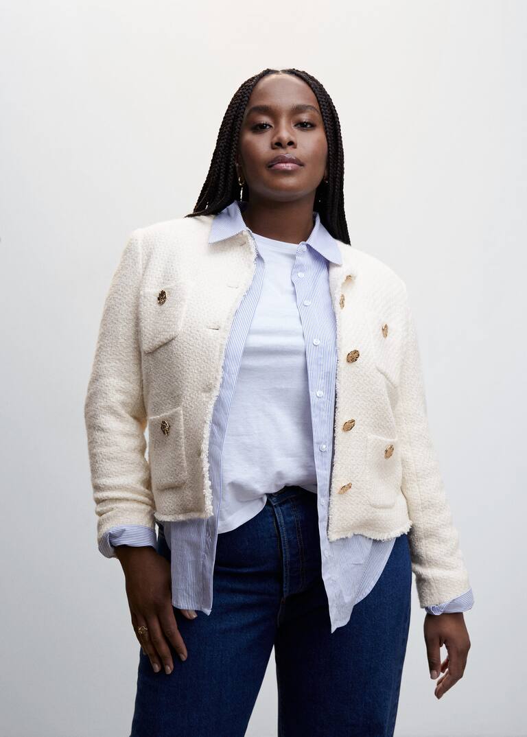 Pocket tweed jacket Women Mango USA